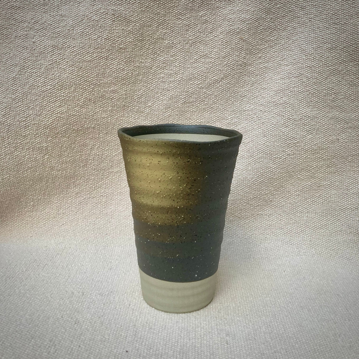 Ölglass i keramik grå-beige