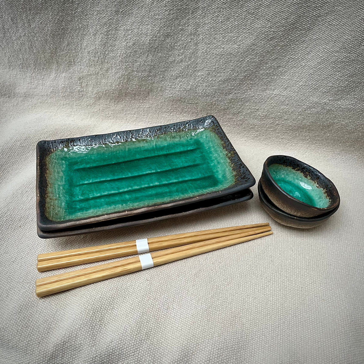 Sushi-set för två smaragd-grön